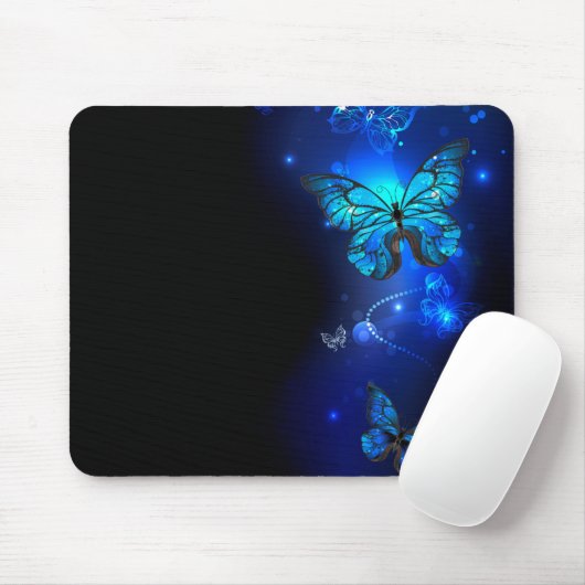 Tapis De Souris Morpho Butterfly in the Dark Background (Avec souris)