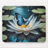 Tapis De Souris Morpho commun papillon sur un nénuphar (Devant)
