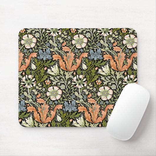 Tapis De Souris Morris BlackBackground 1896 Compton Floral Pattern (Avec souris)