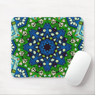 Tapis De Souris Mosaic bleu vert Hippie Boho Mandala