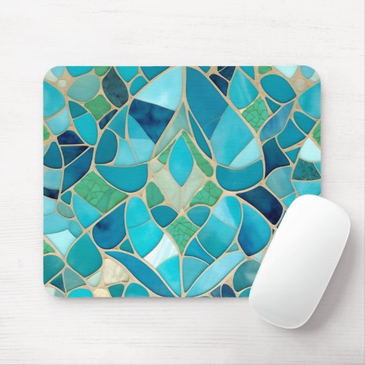 Tapis De Souris Mosaïque Abstraite turquoise de style Art déco (Avec souris)