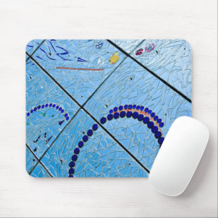 Tapis De Souris Mosaïque de miroir bleu Abstrait
