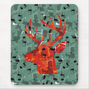 Tapis De Souris Mosaïque de silhouette de tête de cerf