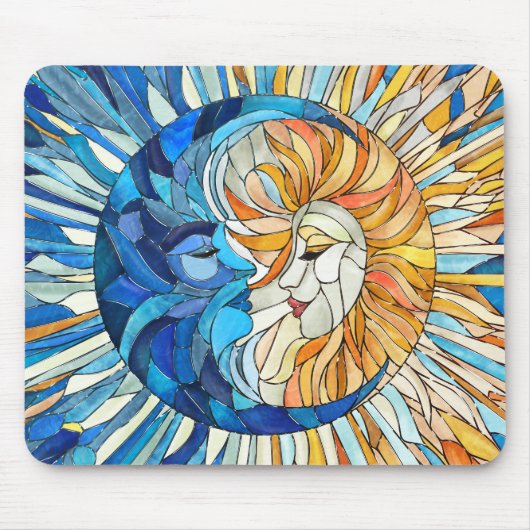 Tapis De Souris Mosaïque du soleil et de la lune (Devant)