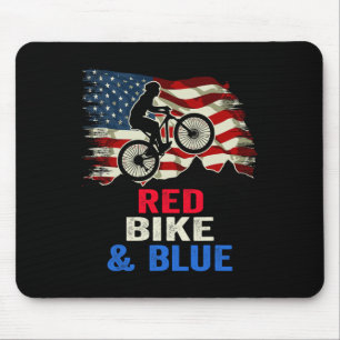 Tapis De Souris Motard Patriotique 4 Juillet Vélo Drapeau Américai