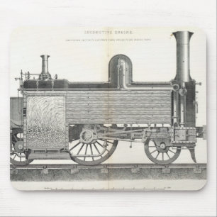 Tapis De Souris Moteur locomotif, gravé par J.W. Lowry