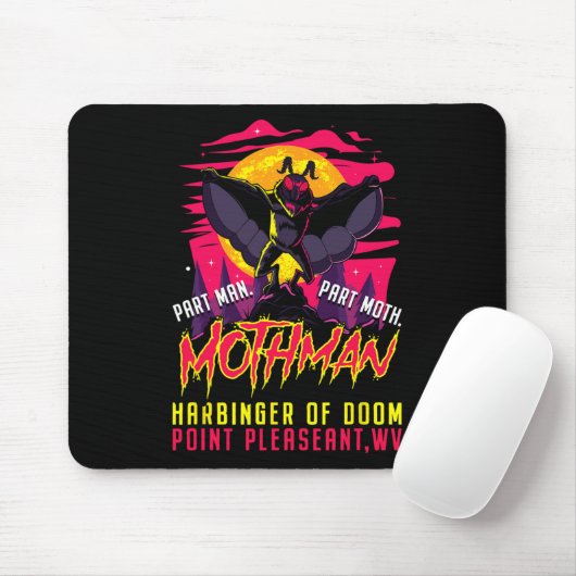 Tapis De Souris Mothman Fun Cryptid Harbinger Part Homme Part Moth (Avec souris)