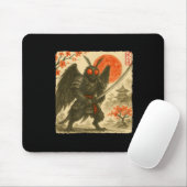 Tapis De Souris Mothman Samurai Japanese Warrior Costume Sumi-e Ar (Avec souris)