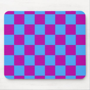 Tapis De Souris Motif à carreaux à damier bleu violet