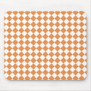 Tapis De Souris Motif à carreaux diamantés orange pastel et blanc