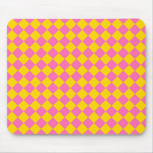 Tapis De Souris Motif à carreaux en losange Harlequin jaune rose