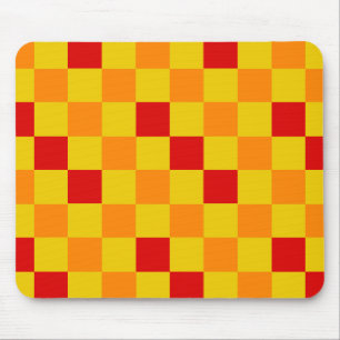 Tapis De Souris Motif à carreaux rouge orange jaune