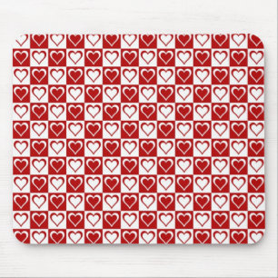 Tapis De Souris Motif à carreaux rouges avec des cœurs