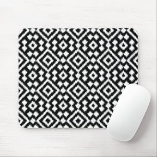 Tapis De Souris Motif à carrés diamants Ikat noir blanc vintage