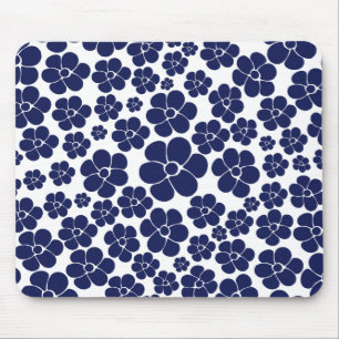 Tapis De Souris Motif à fleurs - Bleu et Blanc