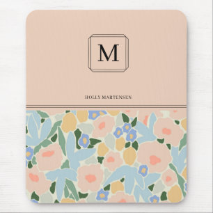 Tapis De Souris Motif à fleurs rose clair de Monogram Pastel