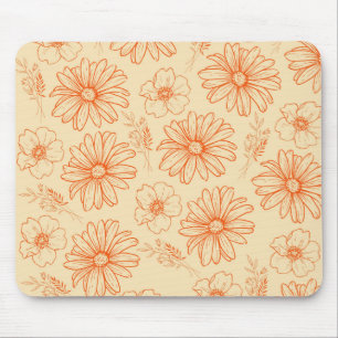 Tapis De Souris Motif à fleurs Vintage Orange Retro Y2K