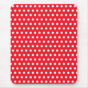 Tapis De Souris Motif à points Polka rouge et blanc. Spotty.