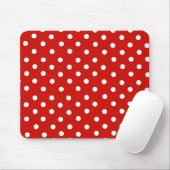 Tapis De Souris Motif à points polka rouges et blancs (Avec souris)