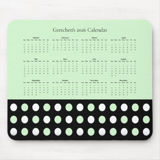 Tapis De Souris Motif à pois – Calendrier 2026 (Devant)