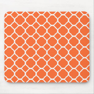 Tapis De Souris Motif à quatre feuilles en orange mandarine et bla