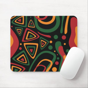 Tapis De Souris Motif Abstrait de Formes Tribales en Rouge, Or, Ve