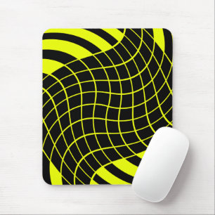 Tapis De Souris Motif abstrait de lignes noires et jaunes