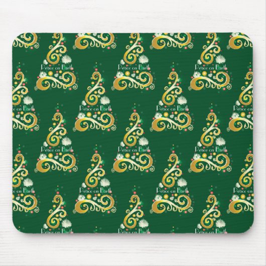 Tapis De Souris motif Abstrait de Noël vert et or (Devant)
