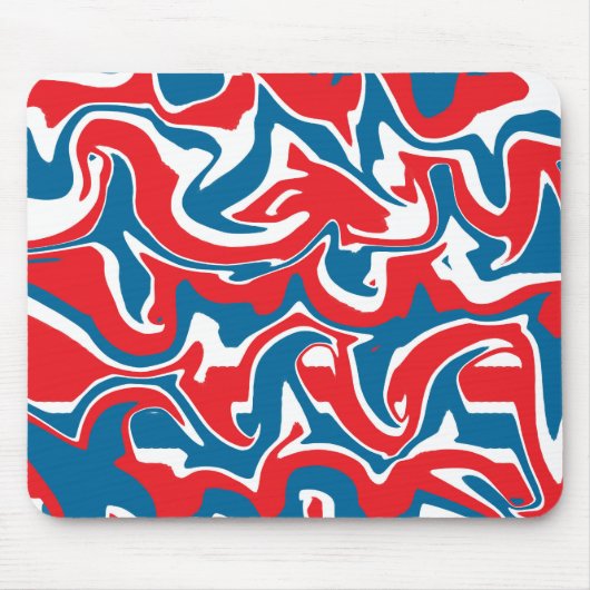 Tapis De Souris Motif abstrait rouge blanc et bleu (Devant)