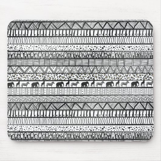 Tapis De Souris Motif africain tribal noir blanc (Devant)