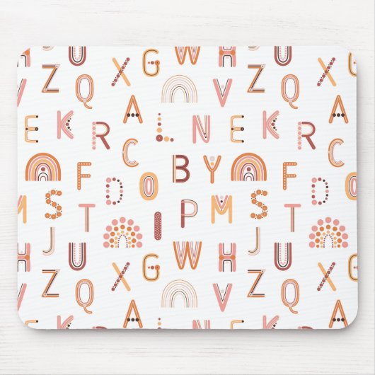 Tapis De Souris Motif Alphabet arc-en-ciel amusant (Devant)