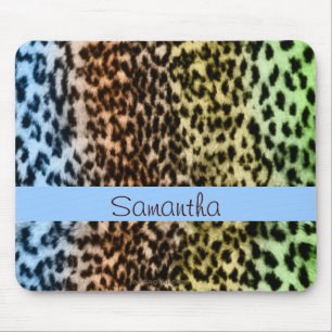 Tapis De Souris Motif animal, brun, bleu, monogramme