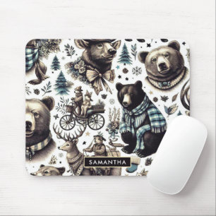 Tapis De Souris Motif Animaux d'hiver vintages