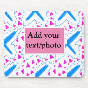 Tapis De Souris Motif aquarelle bleu rose ajouter un texte personn
