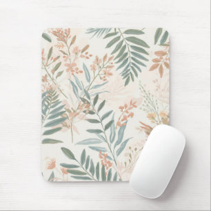 Tapis De Souris Motif aquarelle de feuille de sauge botanique rose