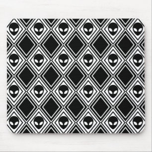 Tapis De Souris Motif Argyle Alien Noir et Blanc
