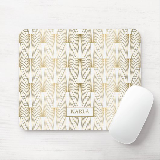 Tapis De Souris Motif Art déco or et blanc n° 4 (Avec souris)