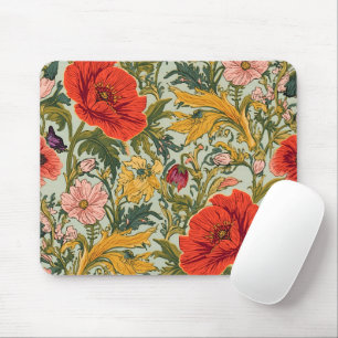 Tapis De Souris Motif Art Nouveau Coquelicots Floraux de William M