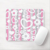 Tapis De Souris Motif avec des coeurs et des fleurs (Avec souris)