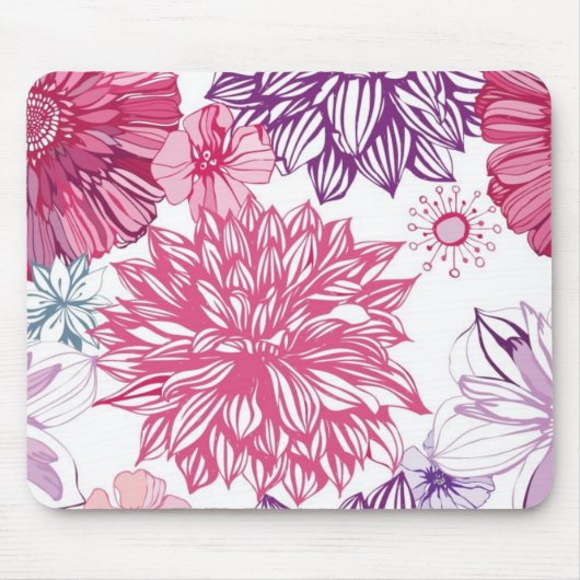 Tapis De Souris Motif avec les asters et le dahlia roses (Devant)