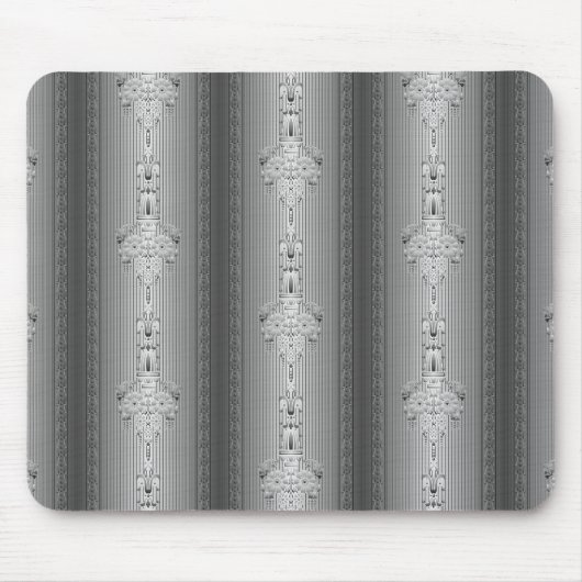 Tapis De Souris Motif baroque floral avec bordure grise (Devant)