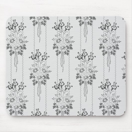 Tapis De Souris Motif baroque floral avec bordure grise (Devant)