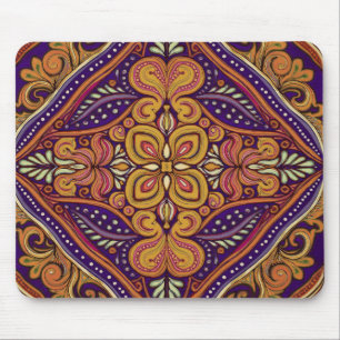 Tapis De Souris Motif Batik Jaune Bleu