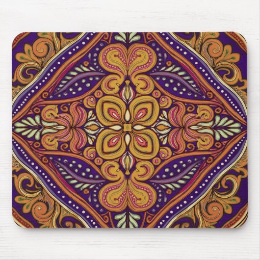 Tapis De Souris Motif Batik Jaune Bleu (Devant)