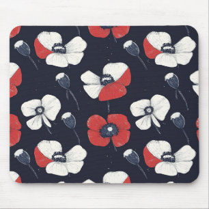 Tapis De Souris Motif blanc avec accents rouge et bleu