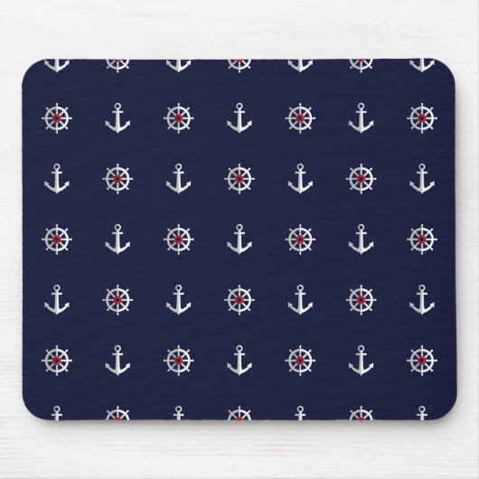 Tapis De Souris Motif blanc et bleu rouge d'Ancre (Devant)