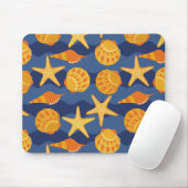 Tapis De Souris Motif bleu et orange de coquillage (Avec souris)