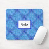 Tapis De Souris Motif bleu Mandala Boho Nom Mousepad (Avec souris)