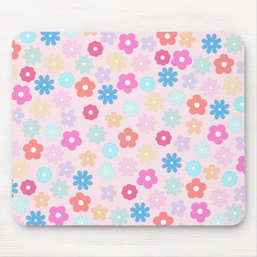 Tapis De Souris Motif Boho Rose Daisy Flowers (Devant)