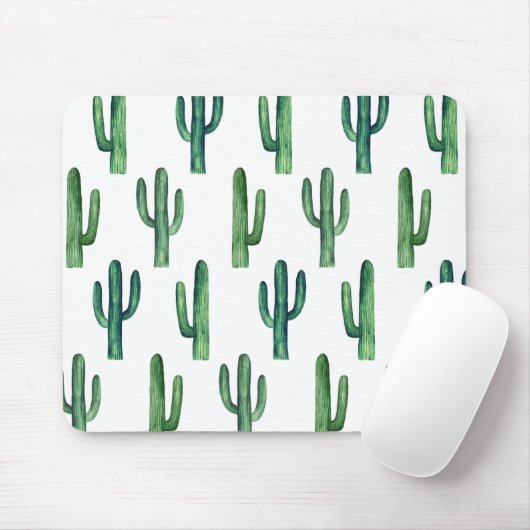 Tapis De Souris Motif cactus vert aquarelle. Cactus botanique (Avec souris)